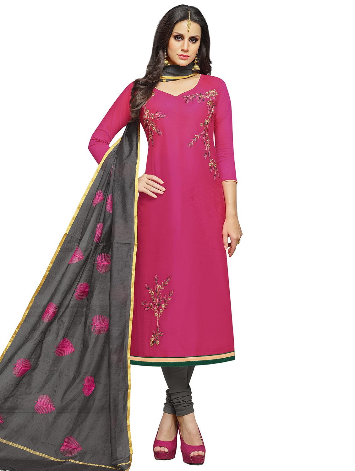 embroidered unstitched churidaar suit - 15590071 -  Zoom Image - 0