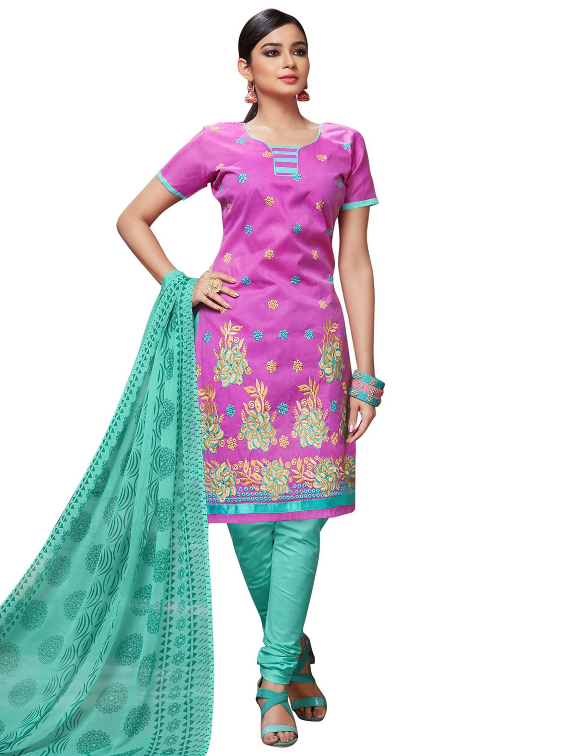 embroidered unstitched churidaar suit - 15590085 -  Zoom Image - 0