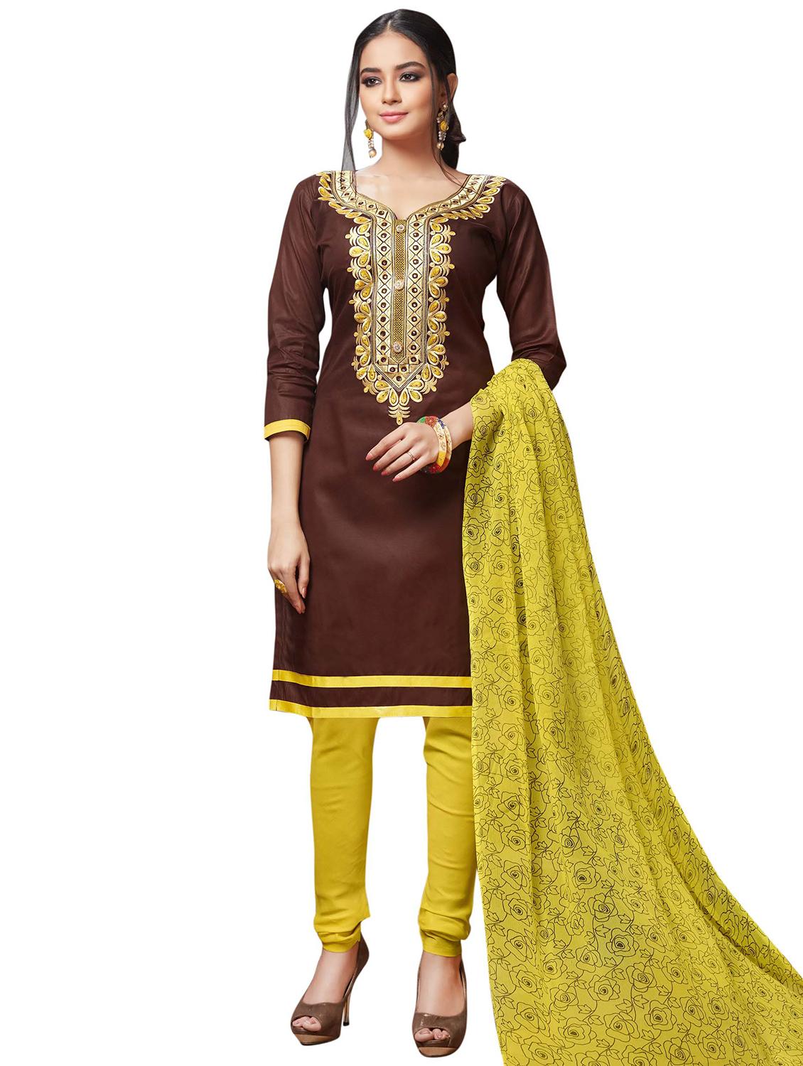 embroidered unstitched churidaar suit - 15590086 - Zoom Image - 0