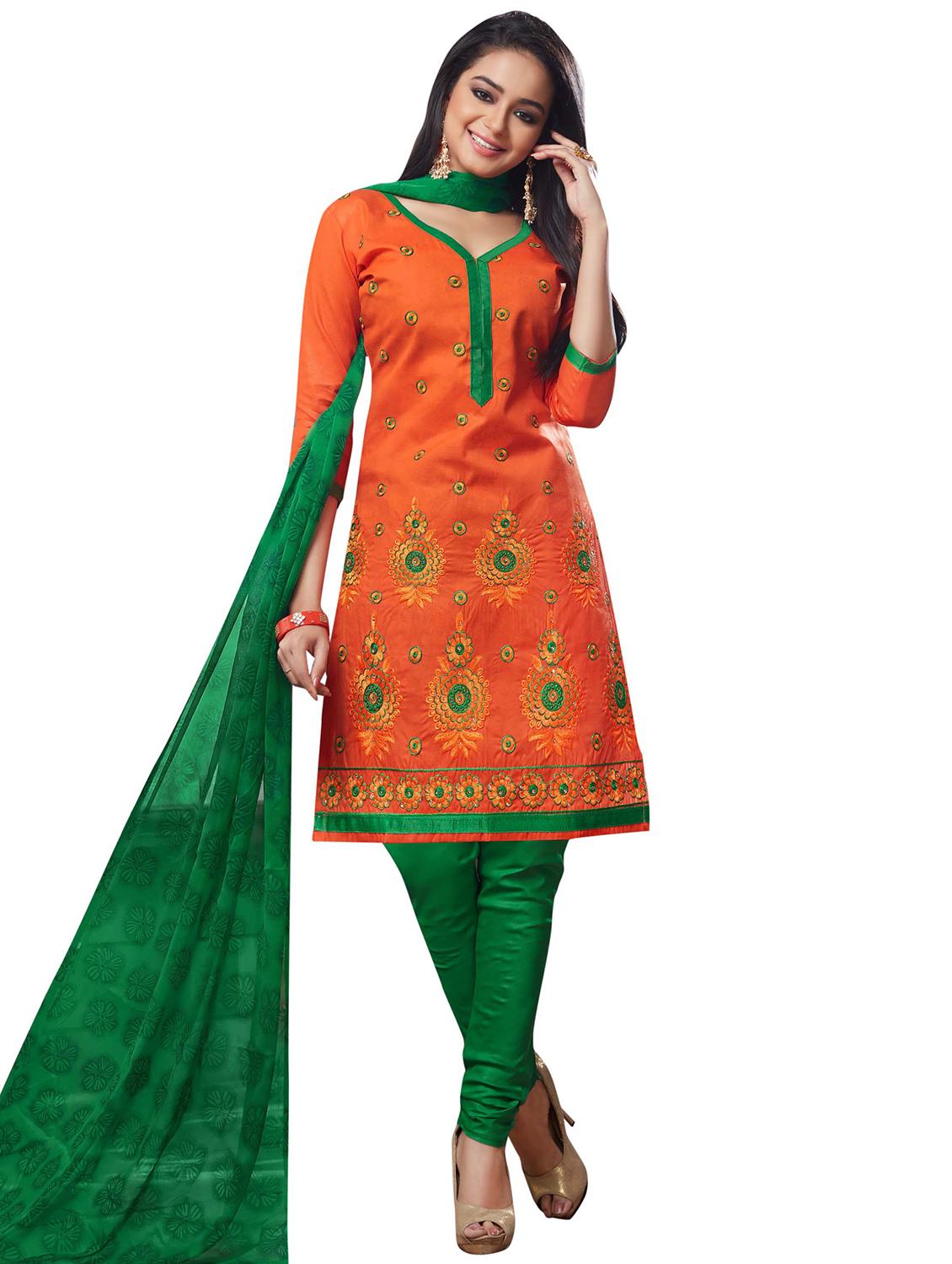 embroidered unstitched churidaar suit - 15590090 -  Zoom Image - 0