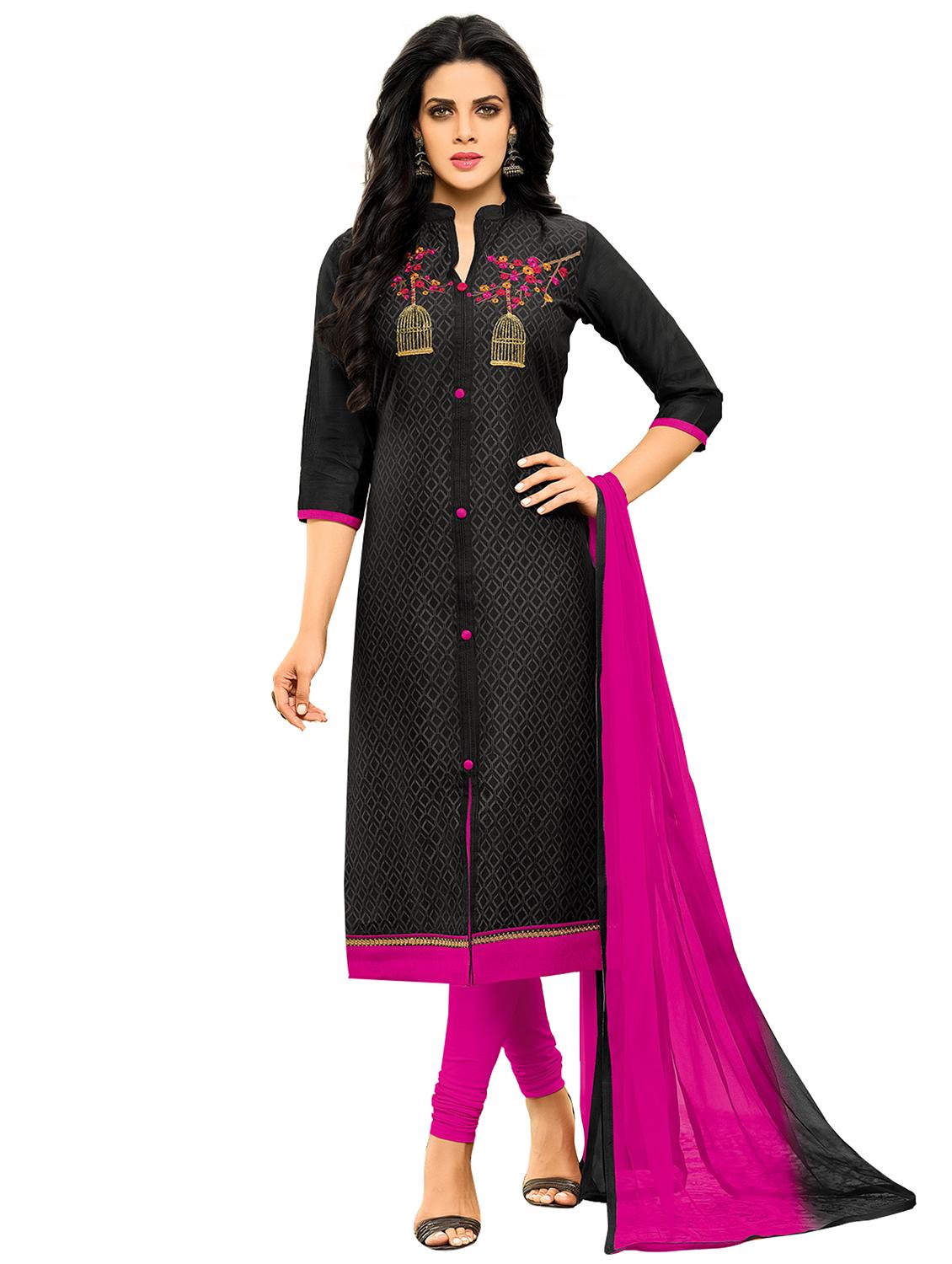 embroidered unstitched churidaar suit - 15590131 -  Zoom Image - 0