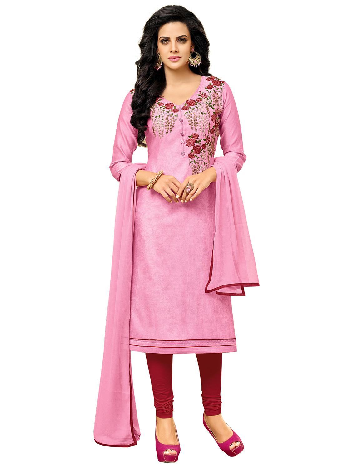 embroidered unstitched churidaar suit - 15590132 - Zoom Image - 0
