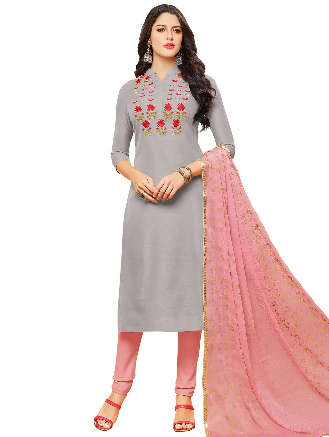 embroidered unstitched churidaar suit - 15590151 -  Zoom Image - 0