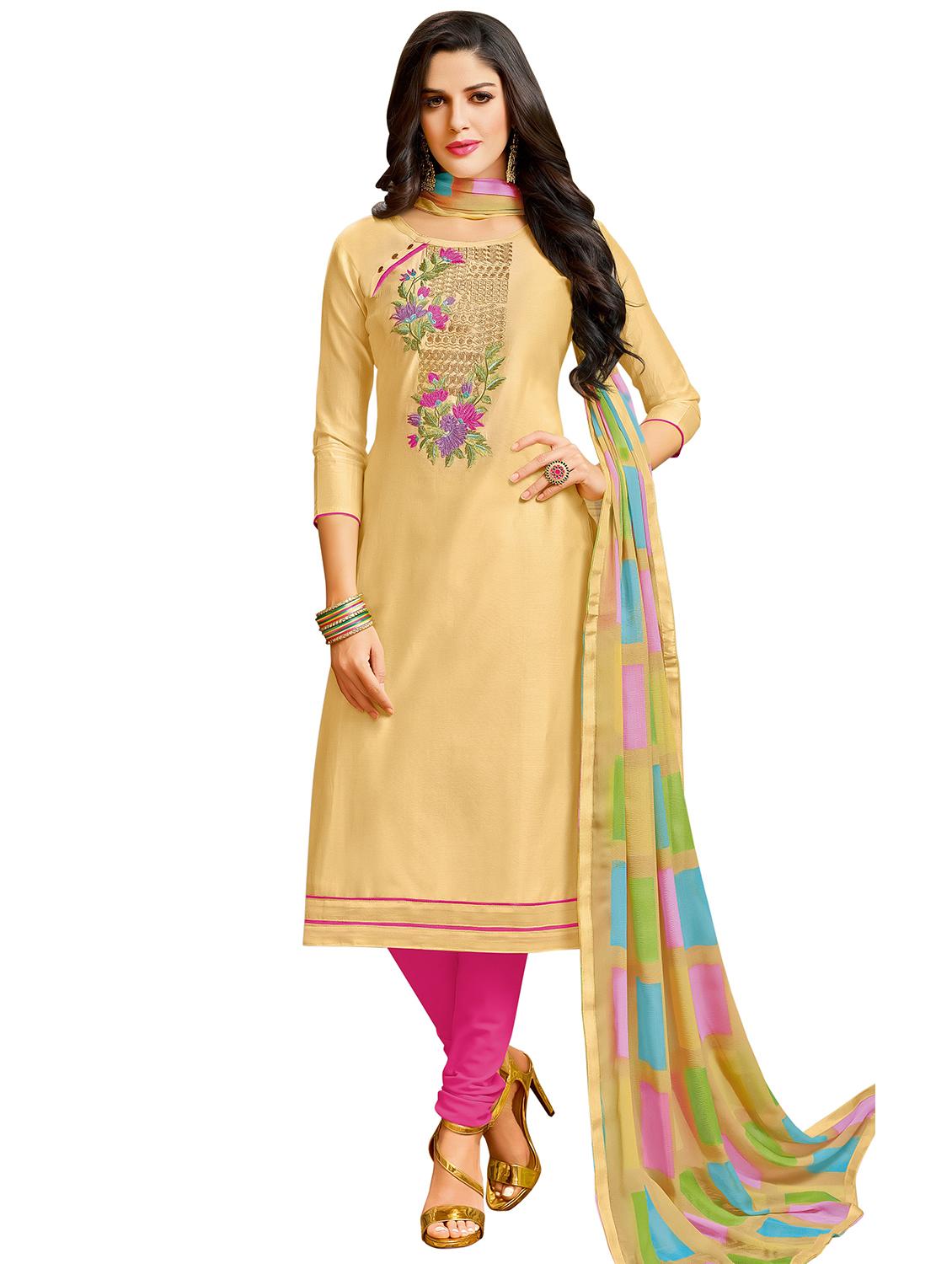 embroidered unstitched churidaar suit - 15590154 - Zoom Image - 0