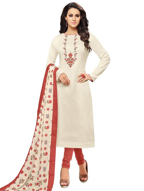 embroidered unstitched churidaar suit - 15590162 -  Standard Image - 0