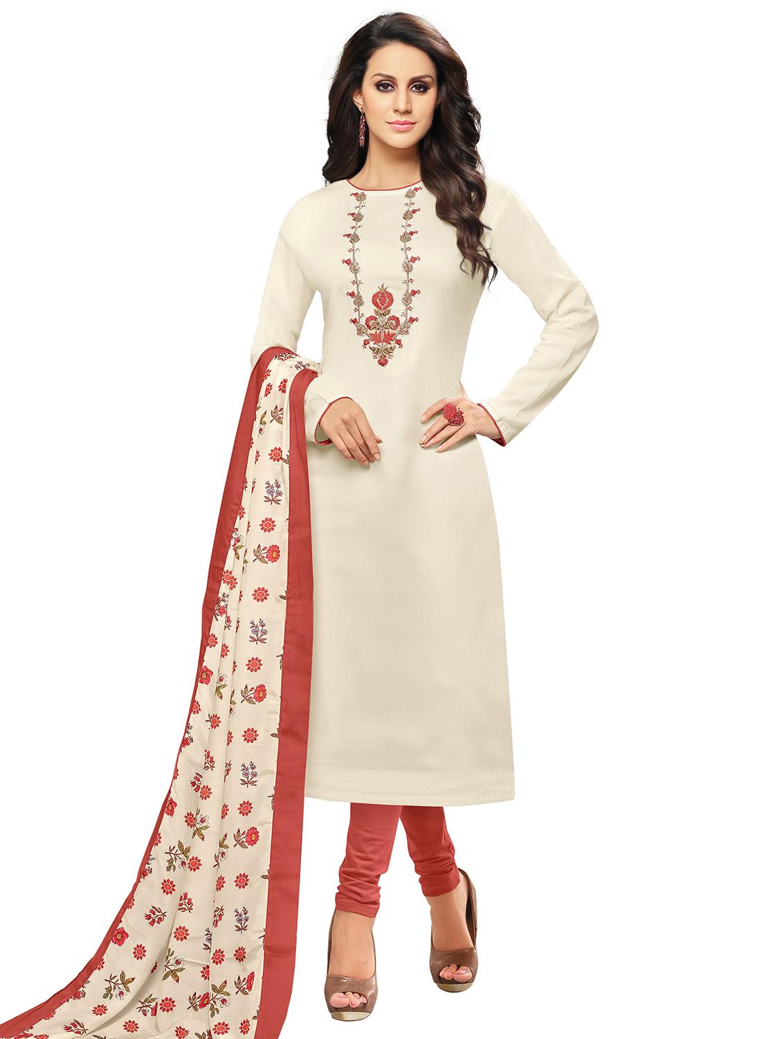 embroidered unstitched churidaar suit - 15590162 -  Zoom Image - 0