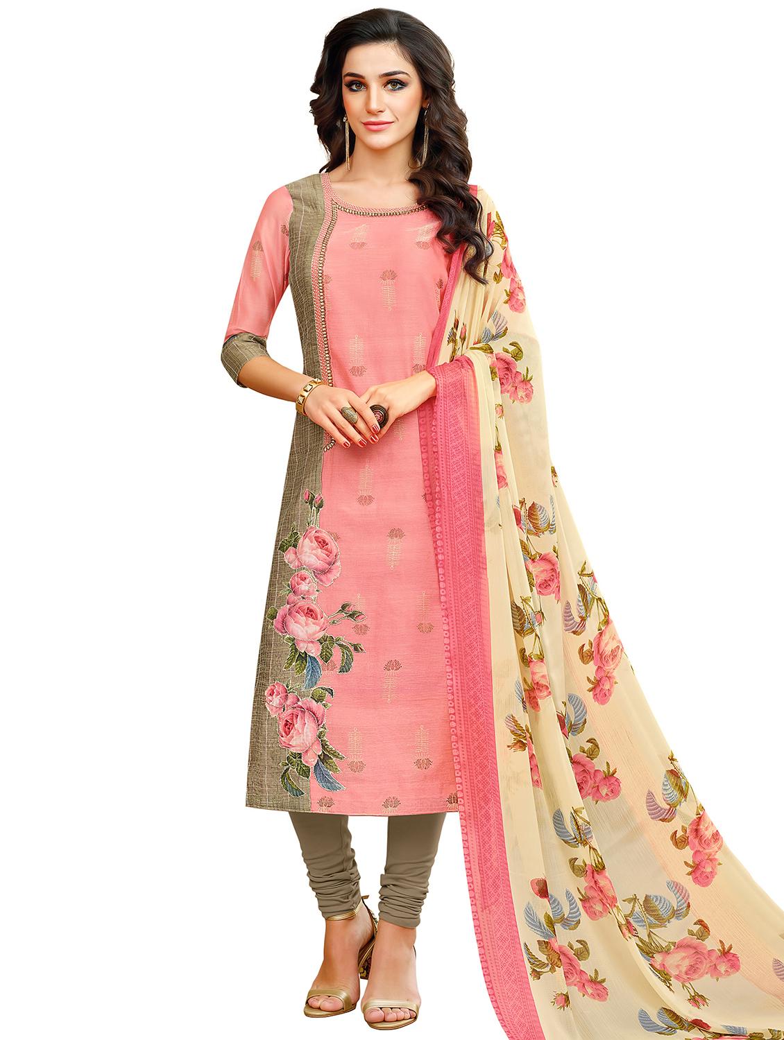 embroidered unstitched churidaar suit - 15590168 -  Zoom Image - 0