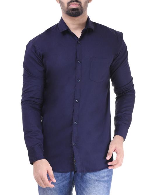 dark blue cotton blend casual shirt - 15603804 -  Standard Image - 0