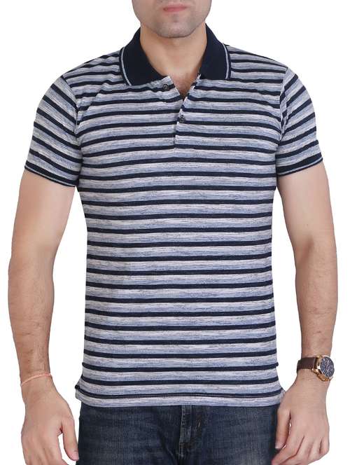 blue striped polo t-shirt - 15604767 - Standard Image - 0