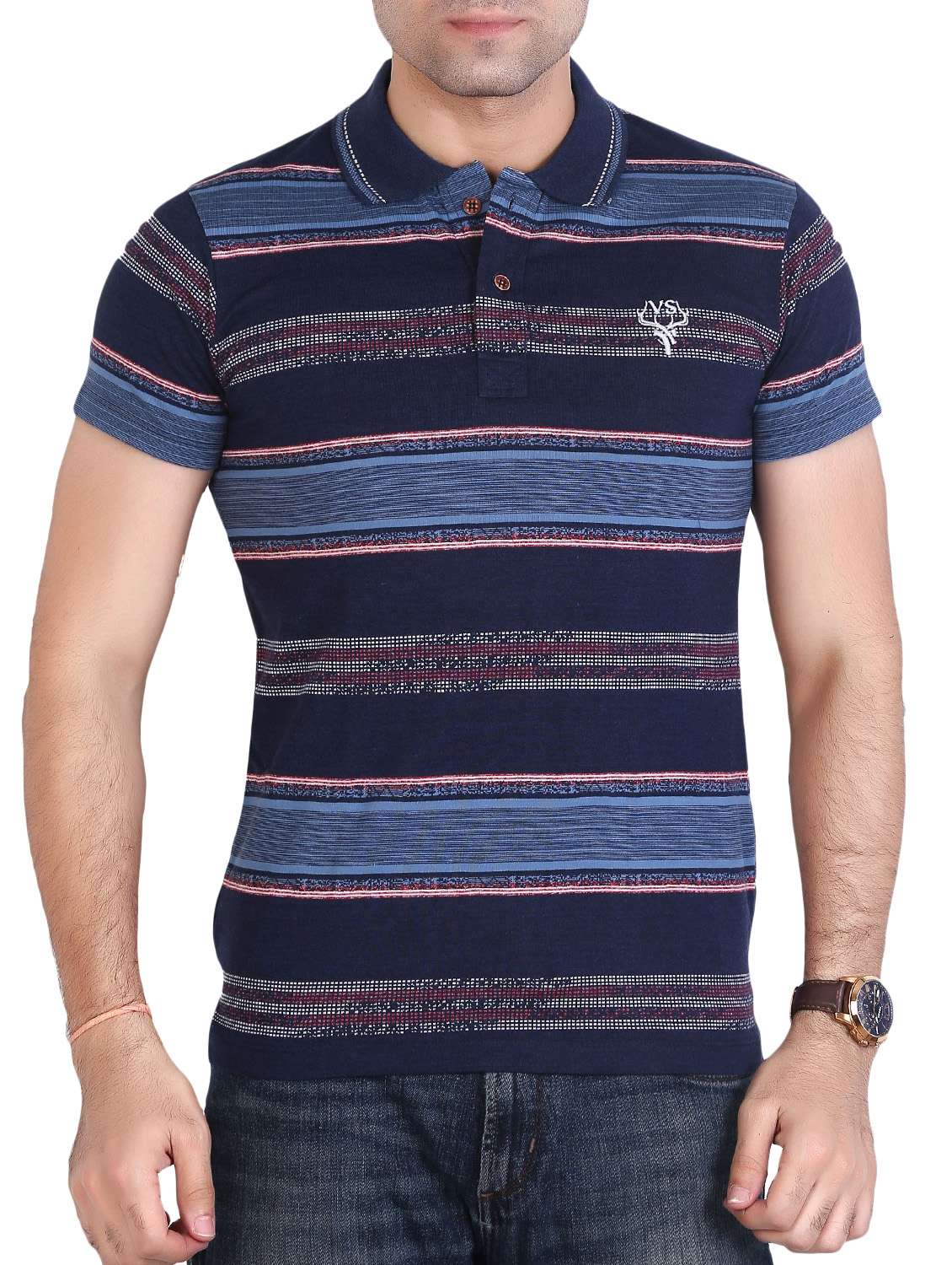 blue cotton polo t-shirt