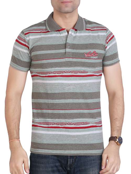 grey cotton polo t-shirt - 15604777 - Standard Image - 0