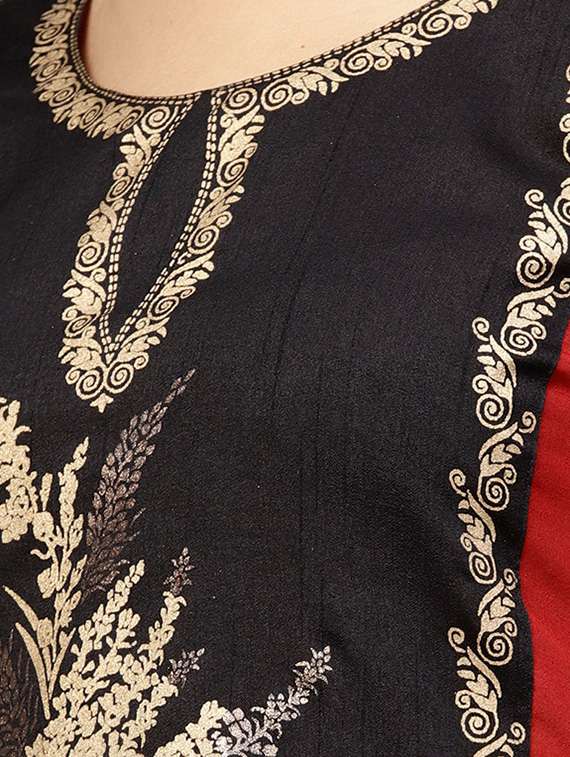 foil print a-line kurta - 15605702 -  Standard Image - 3