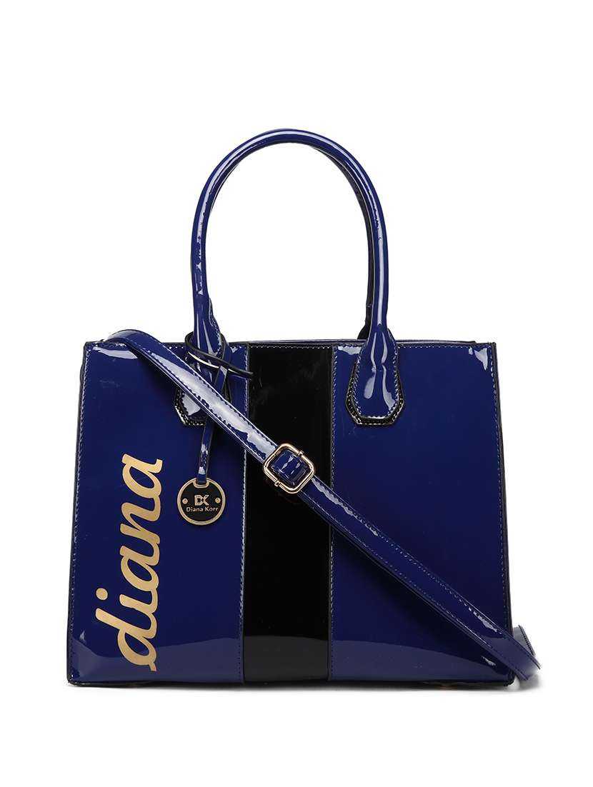 blue leatherette (pu) handbag