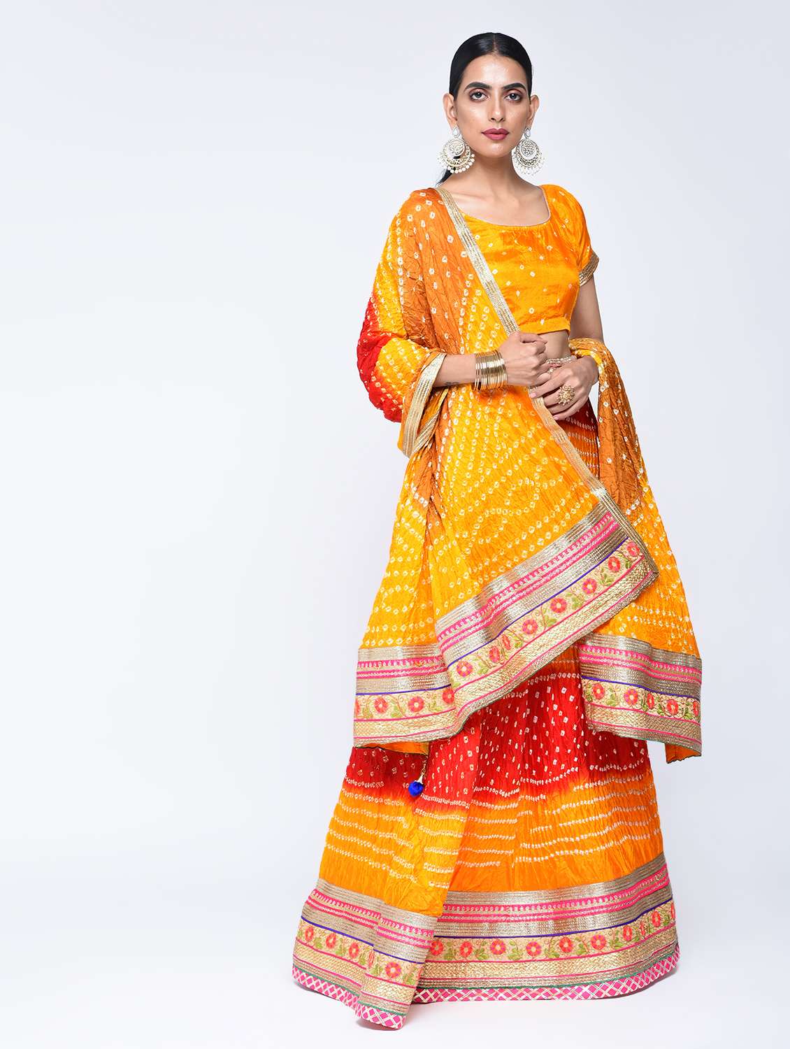 bandhani flared lehenga set
