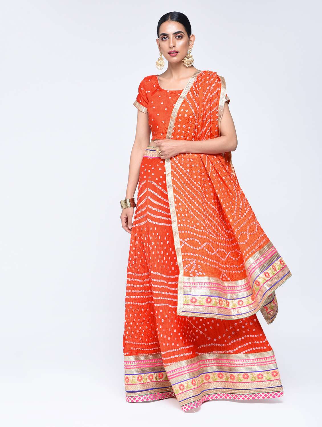 bandhani flared lehenga set