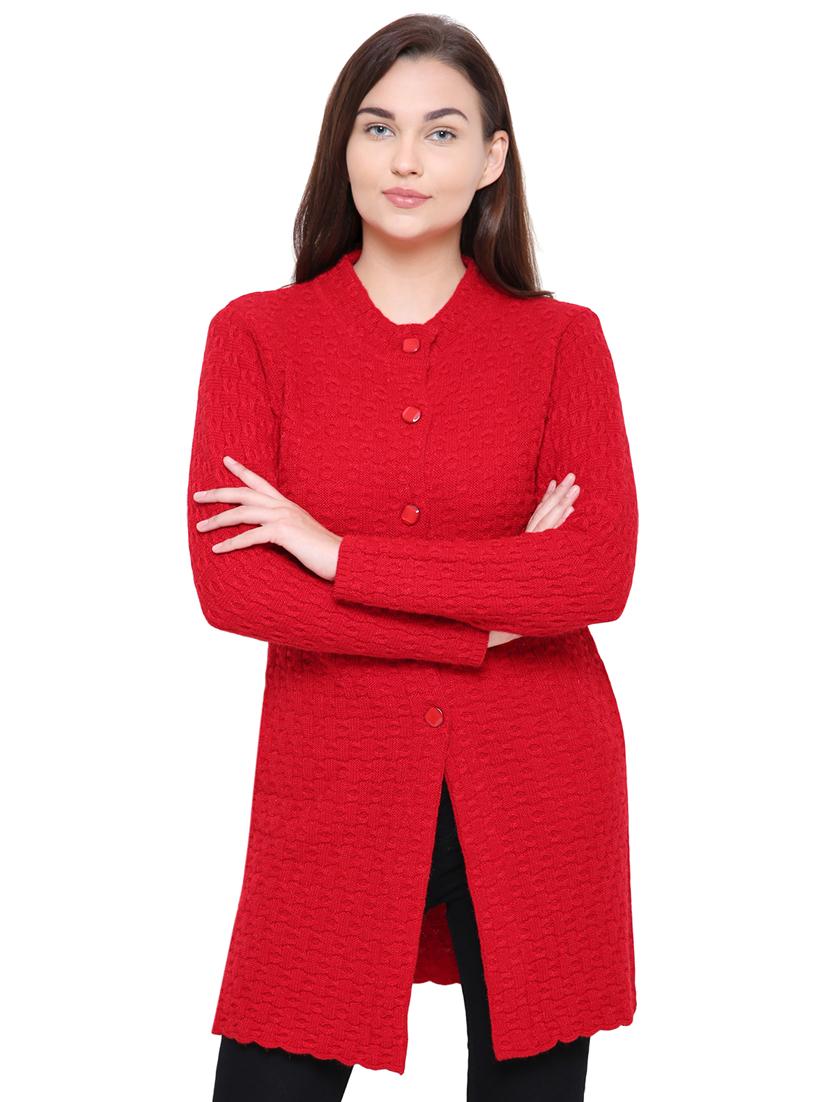 red cable knit cardigan - 15607331 - Zoom Image - 0