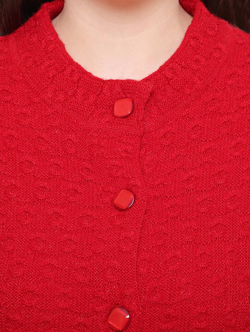 red cable knit cardigan - 15607331 - Standard Image - 3