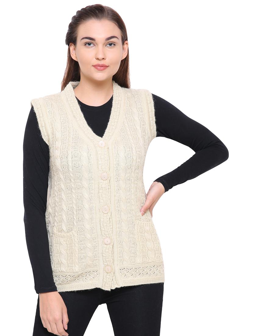 cable knit sleeveless cardigan - 15607367 -  Zoom Image - 0