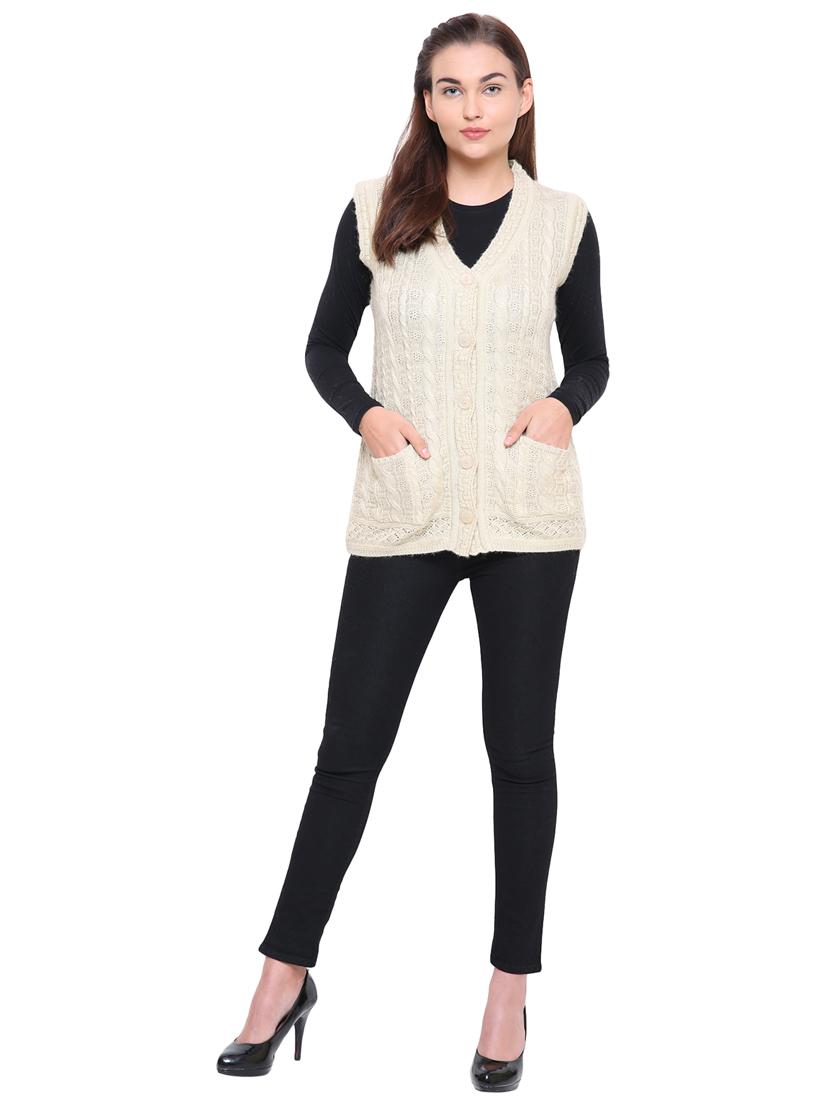 cable knit sleeveless cardigan - 15607367 - Standard Image - 3