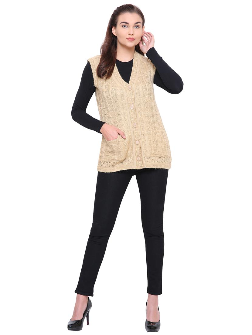 cable knit sleeveless cardigan - 15607368 - Standard Image - 3