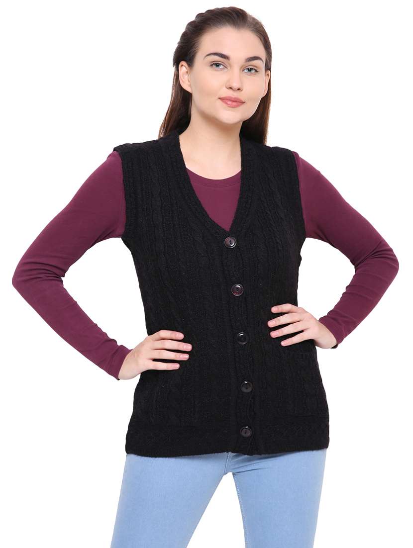 cable knit sleeveless cardigan
