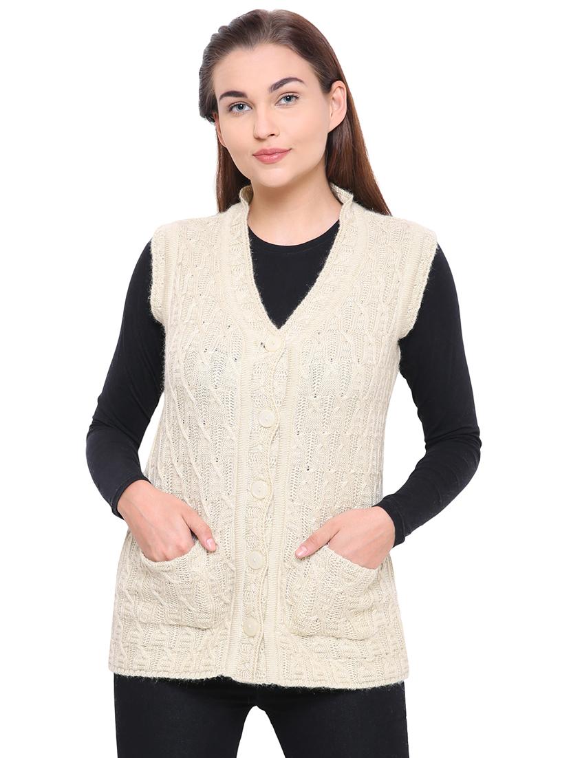 cable knit sleeveless cardigan - 15607372 -  Zoom Image - 0