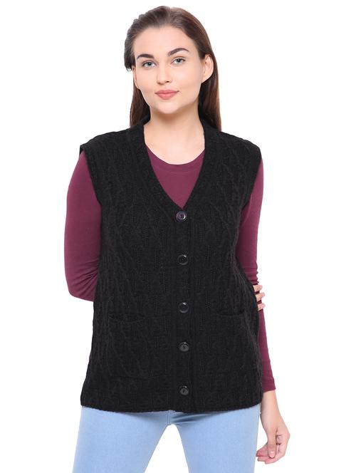 cable knit sleeveless cardigan - 15607375 - Standard Image - 0