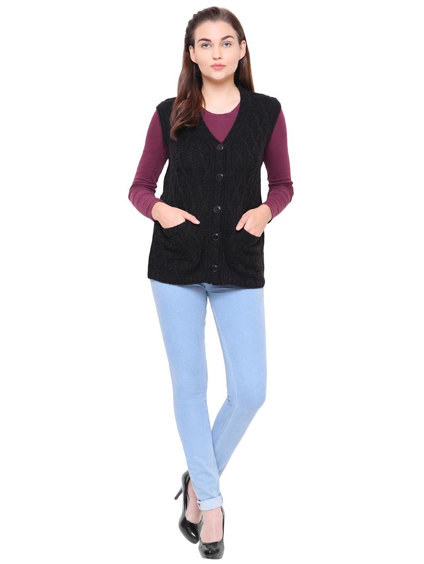 cable knit sleeveless cardigan - 15607375 - Standard Image - 3