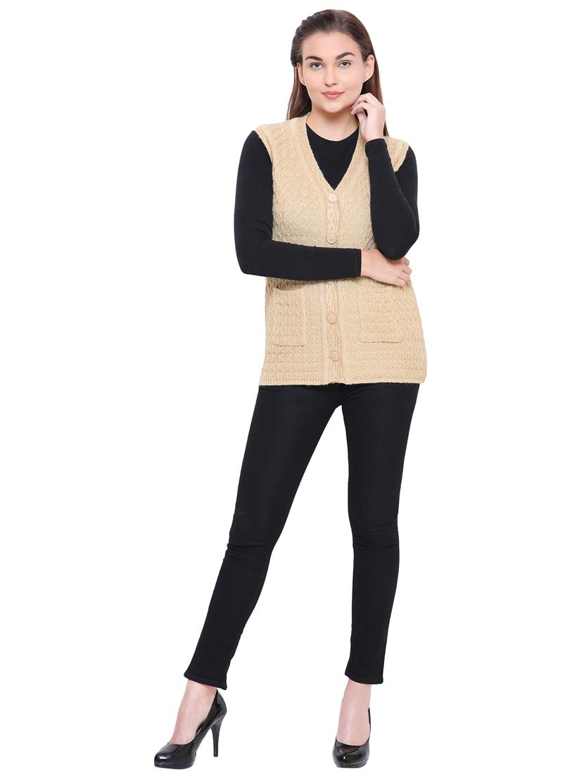 beige cable knit sleeveless cardigan - 15607383 - Standard Image - 3