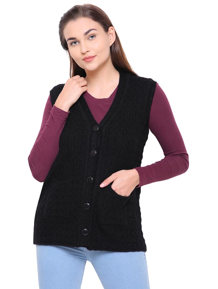 cable knit sleeveless cardigan - 15607385 -  Zoom Image - 0