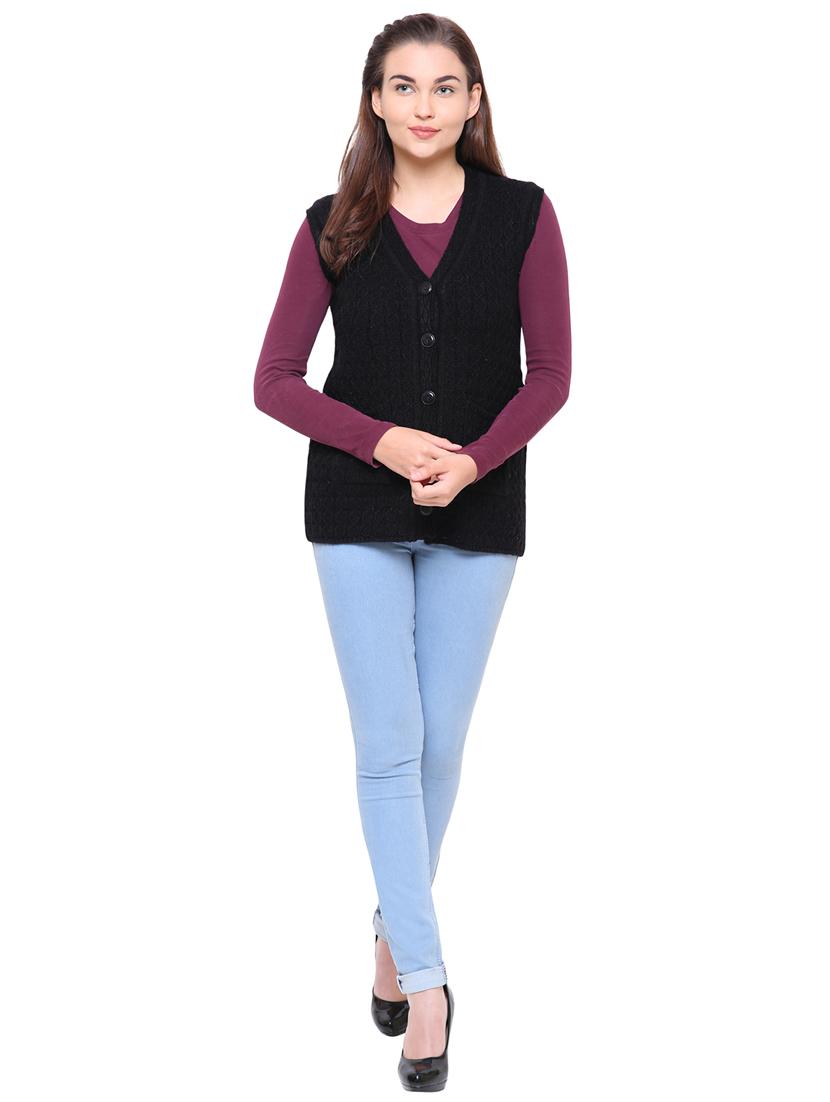 cable knit sleeveless cardigan - 15607385 - Standard Image - 3