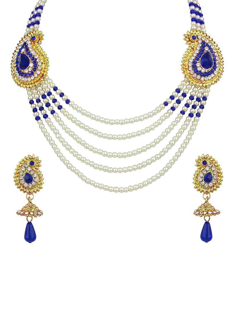 blue gold tone necklace & earrings set - 15612546 - Zoom Image - 0