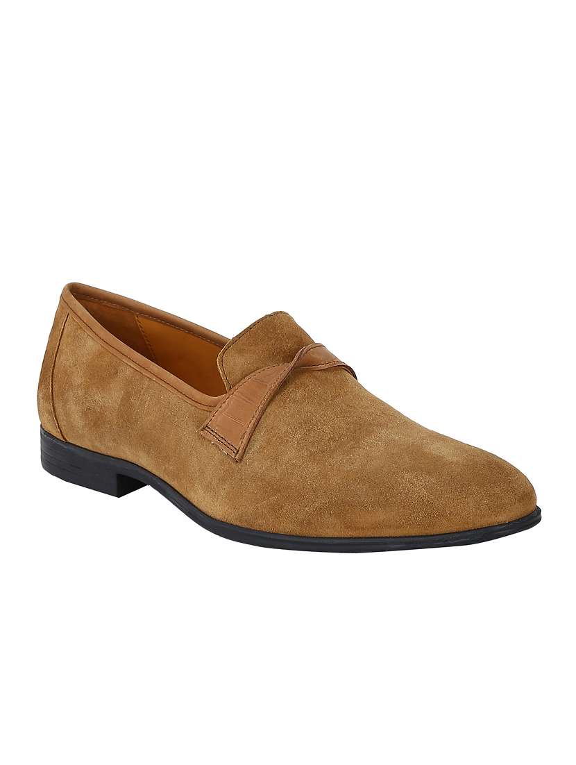 tan suede casual slip ons