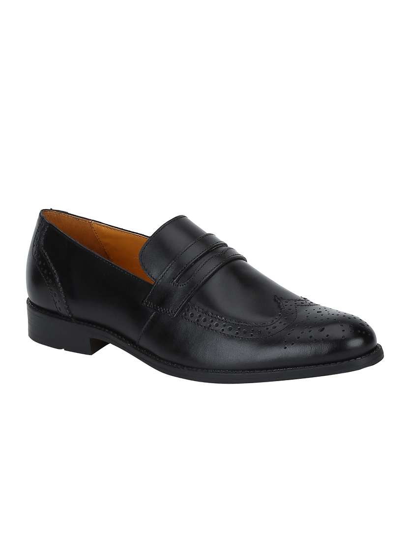black leather formal slip ons