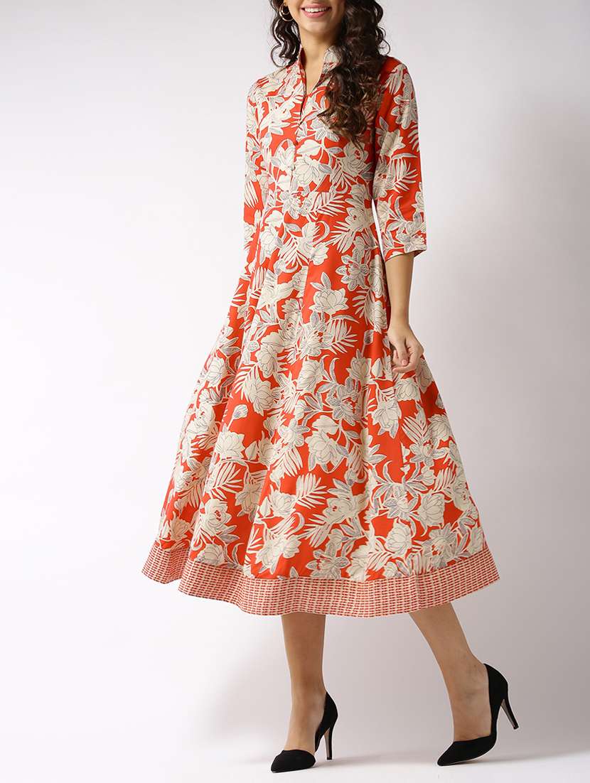 a-line printed dress