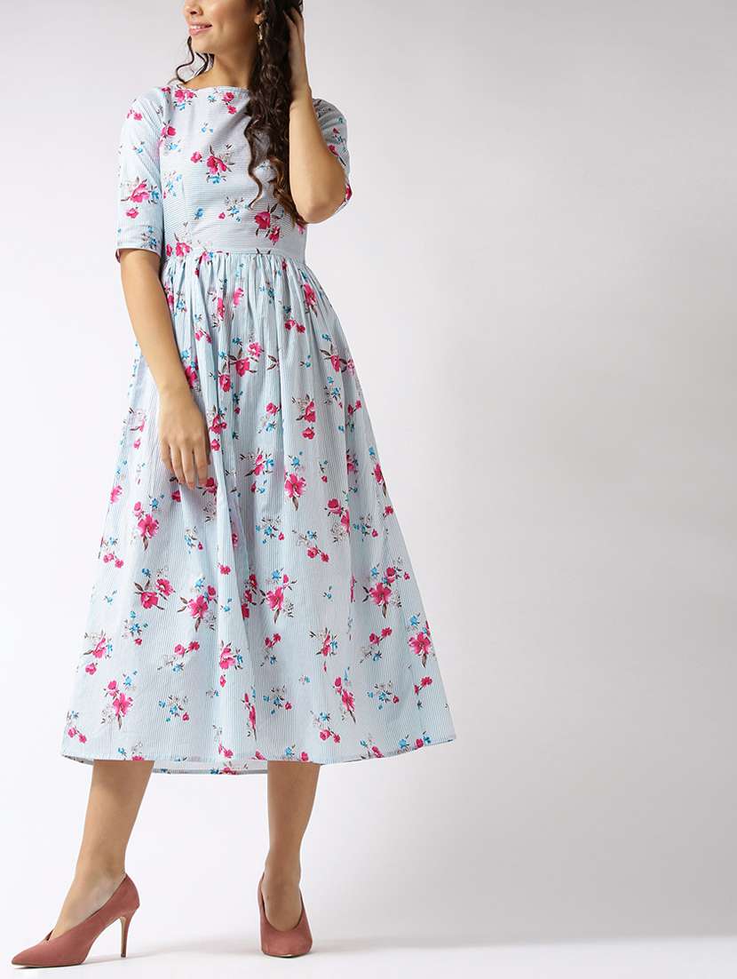 flared floral print dress