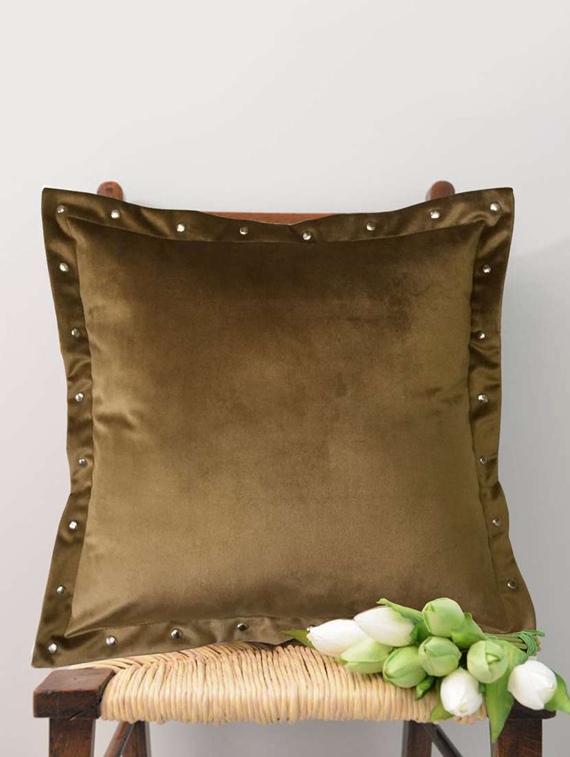 smooth tan velvet cushion covers with some metallic oomph (single pc, 16