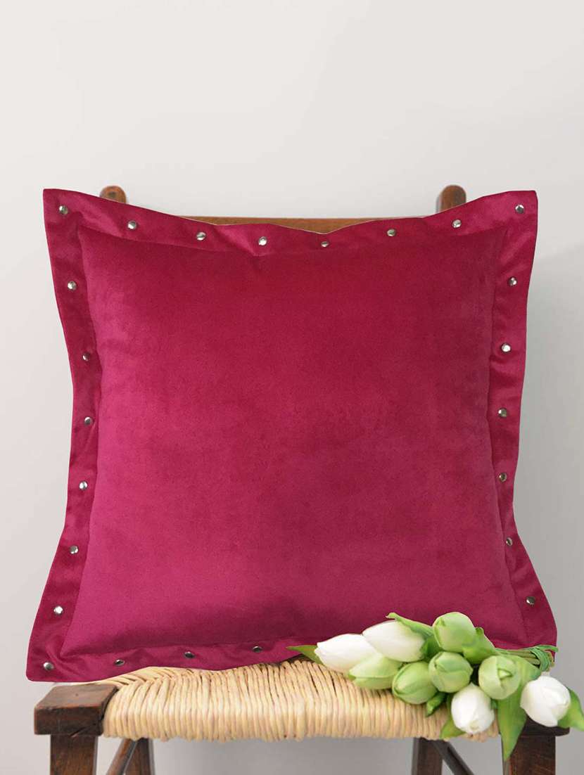 smooth fuchsia velvet cushion covers with some metallic oomph (single pc, 16