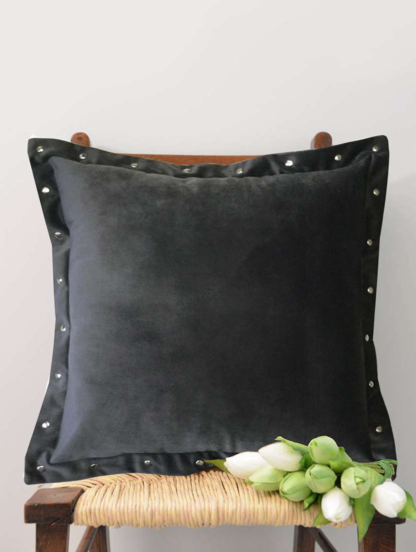 smooth dark grey velvet cushion covers with some metallic oomph (single pc, 16