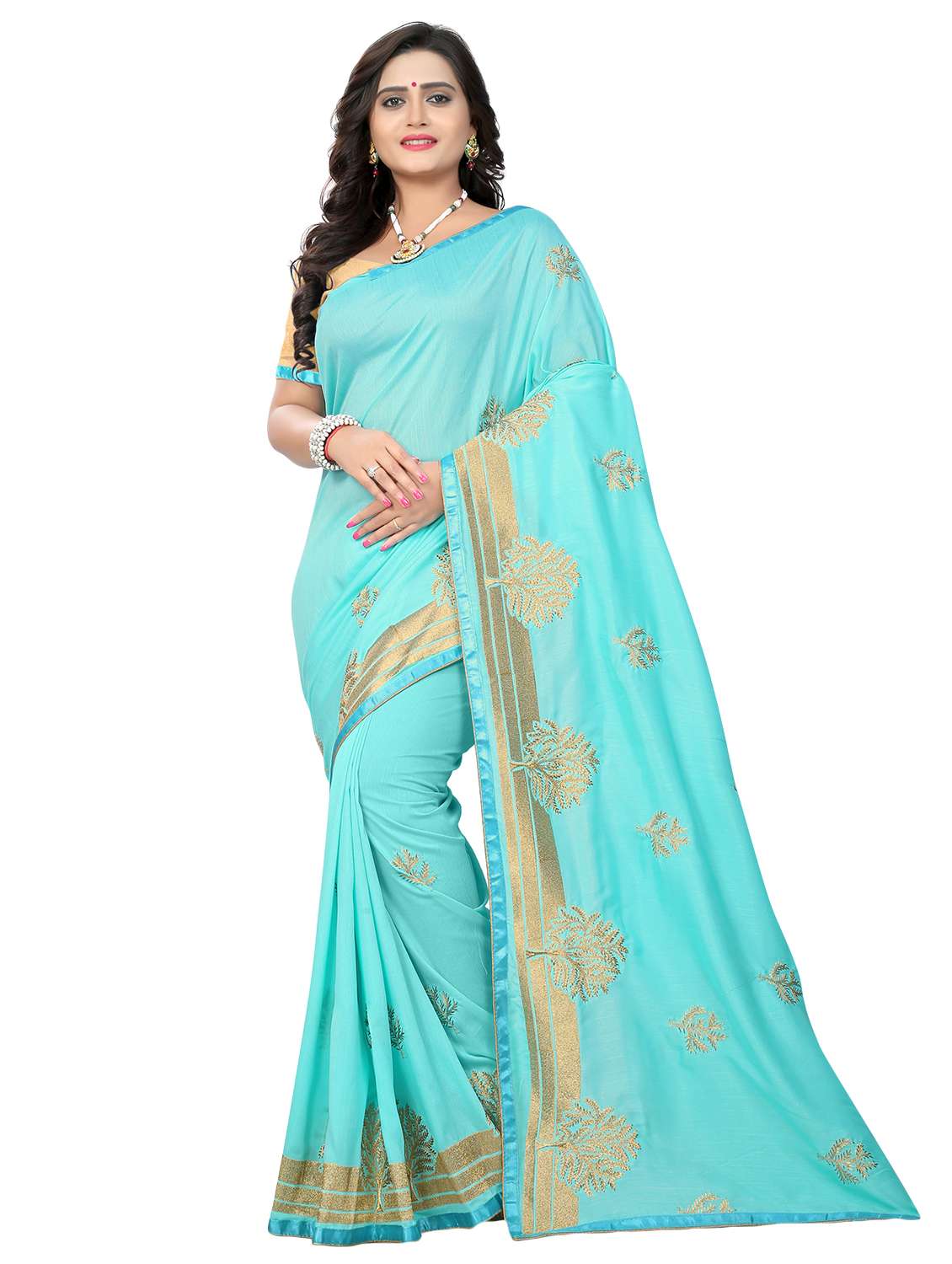 zari embroidered saree with blouse