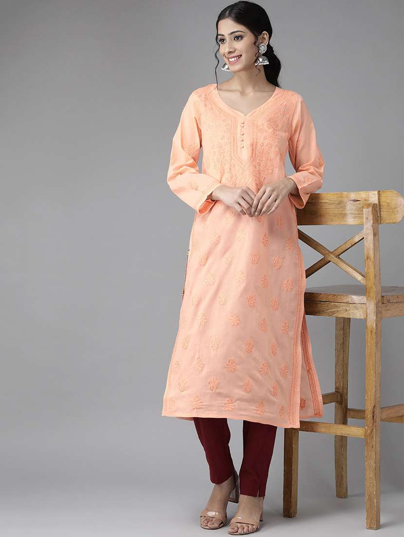 women's straight kurta - 15620243 - Standard Image - 3