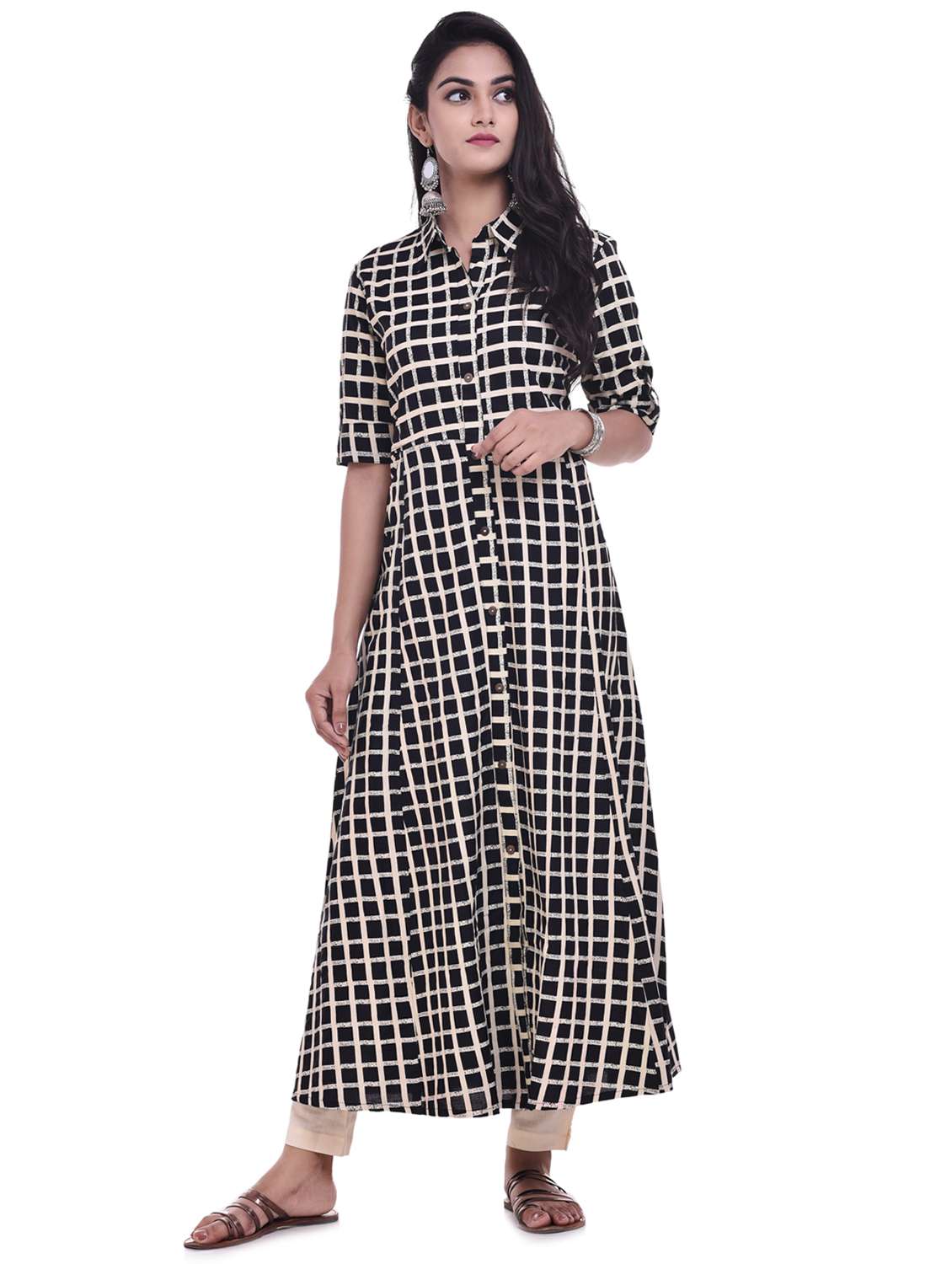 A-line checkered kurta