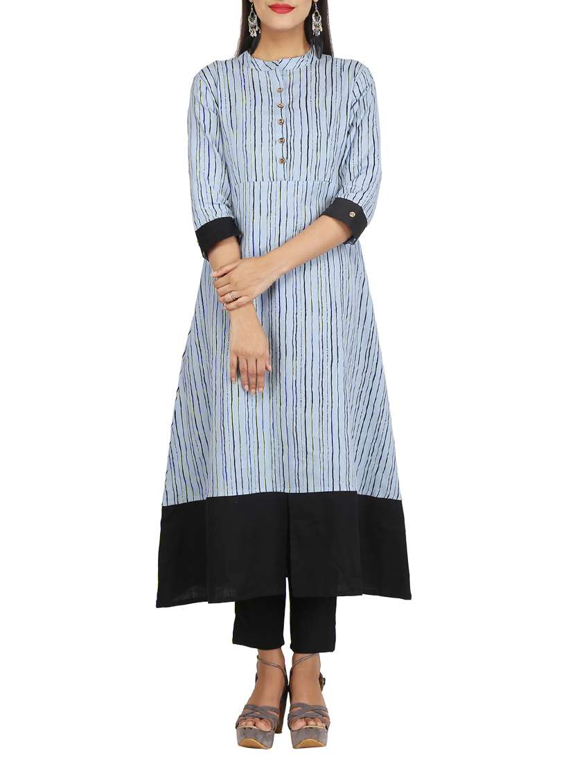 stripes hem attach a-line kurta