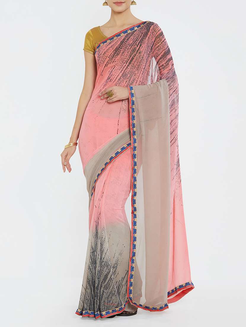 abstract printed saree with blouse