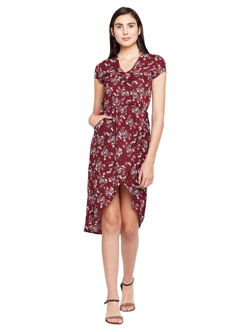 tie knot waist front overlap asymmetric dress - 15624372 - Standard Image - 0