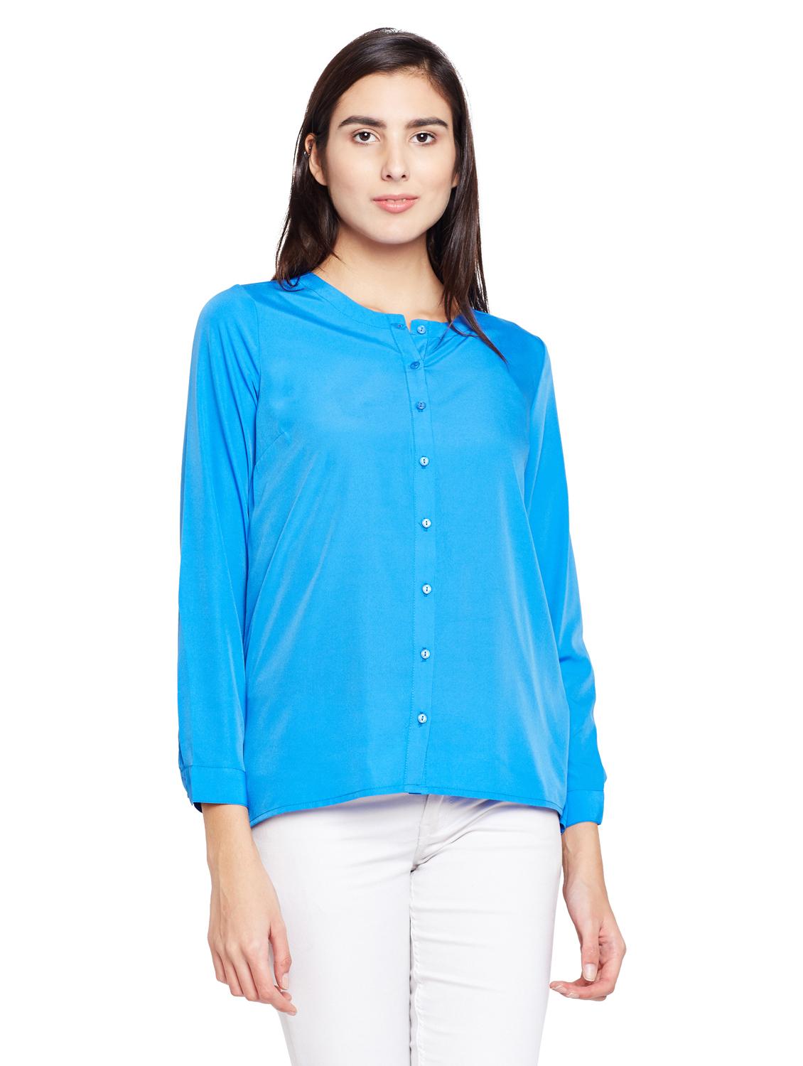 round neck solid shirt - 15624428 - Zoom Image - 0