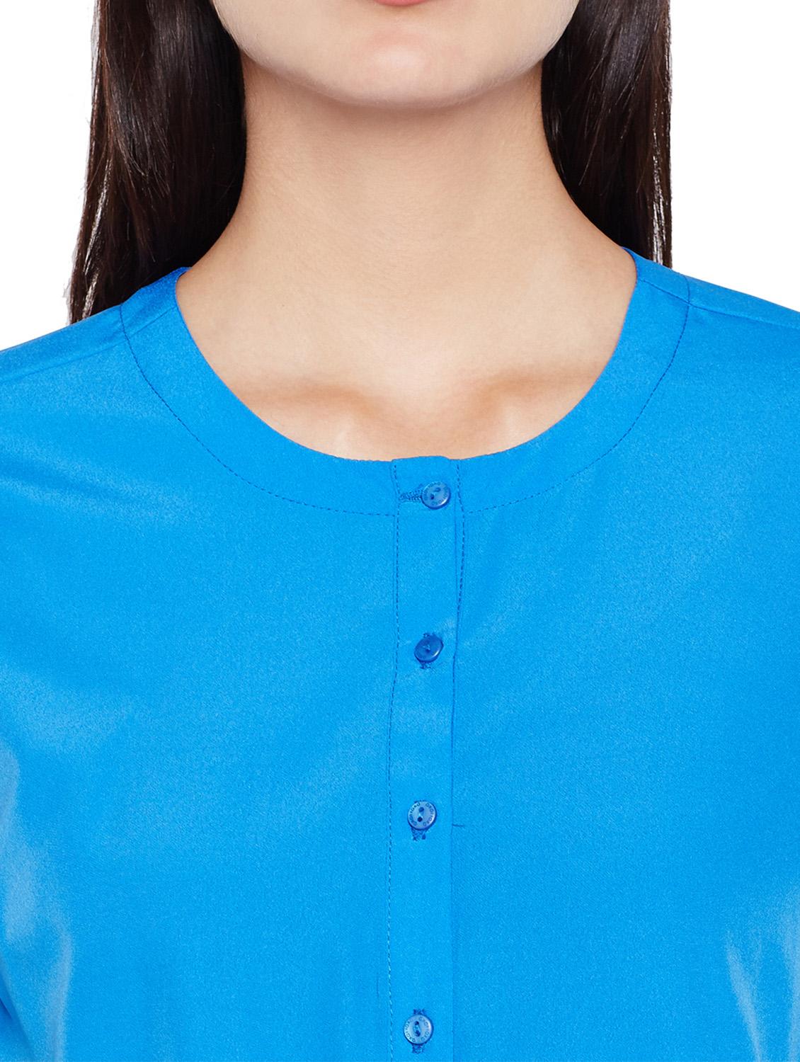round neck solid shirt - 15624428 - Standard Image - 3