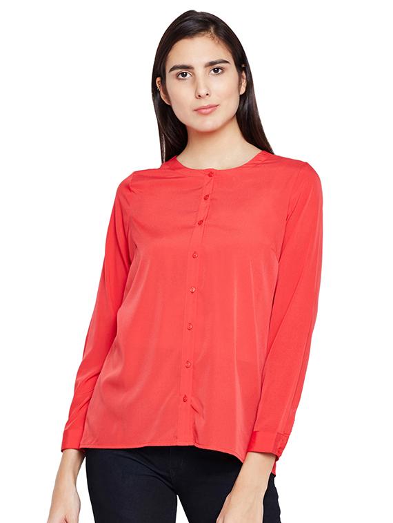 round neck solid shirt - 15624429 -  Zoom Image - 0