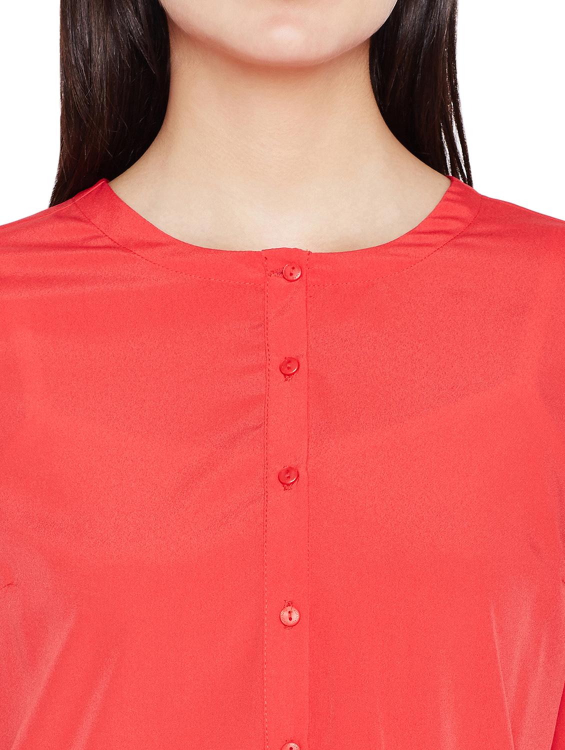 round neck solid shirt - 15624429 - Standard Image - 3