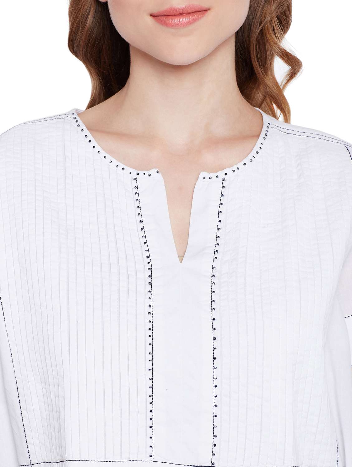 a-line pintucks dobby kurta - 15624503 -  Standard Image - 3